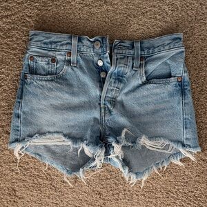 Levi’s Denim Blue Women's Frayed Shorts